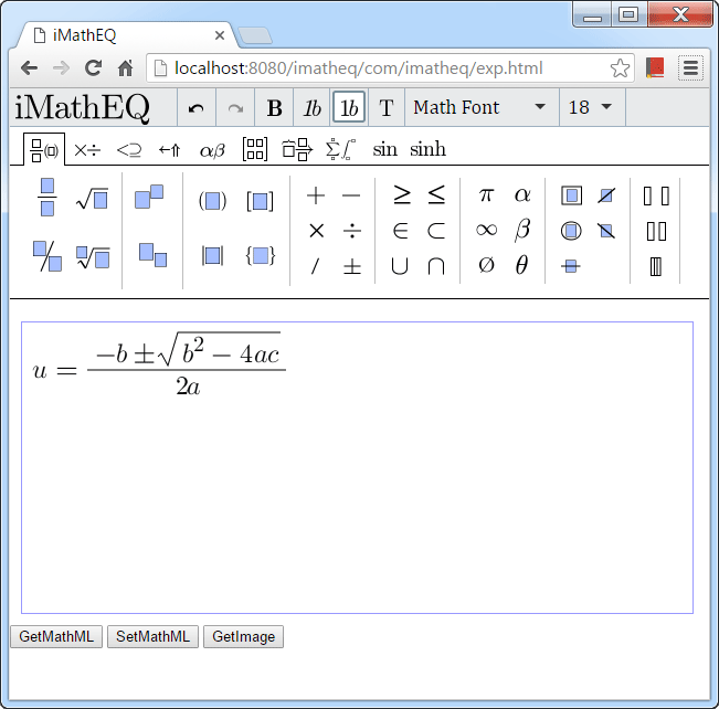 An online mathematics equation or formula editor for users to input, edit, print mathematics
		and science equations or expressions. Allow easy integration with any websites or mobile APPs.